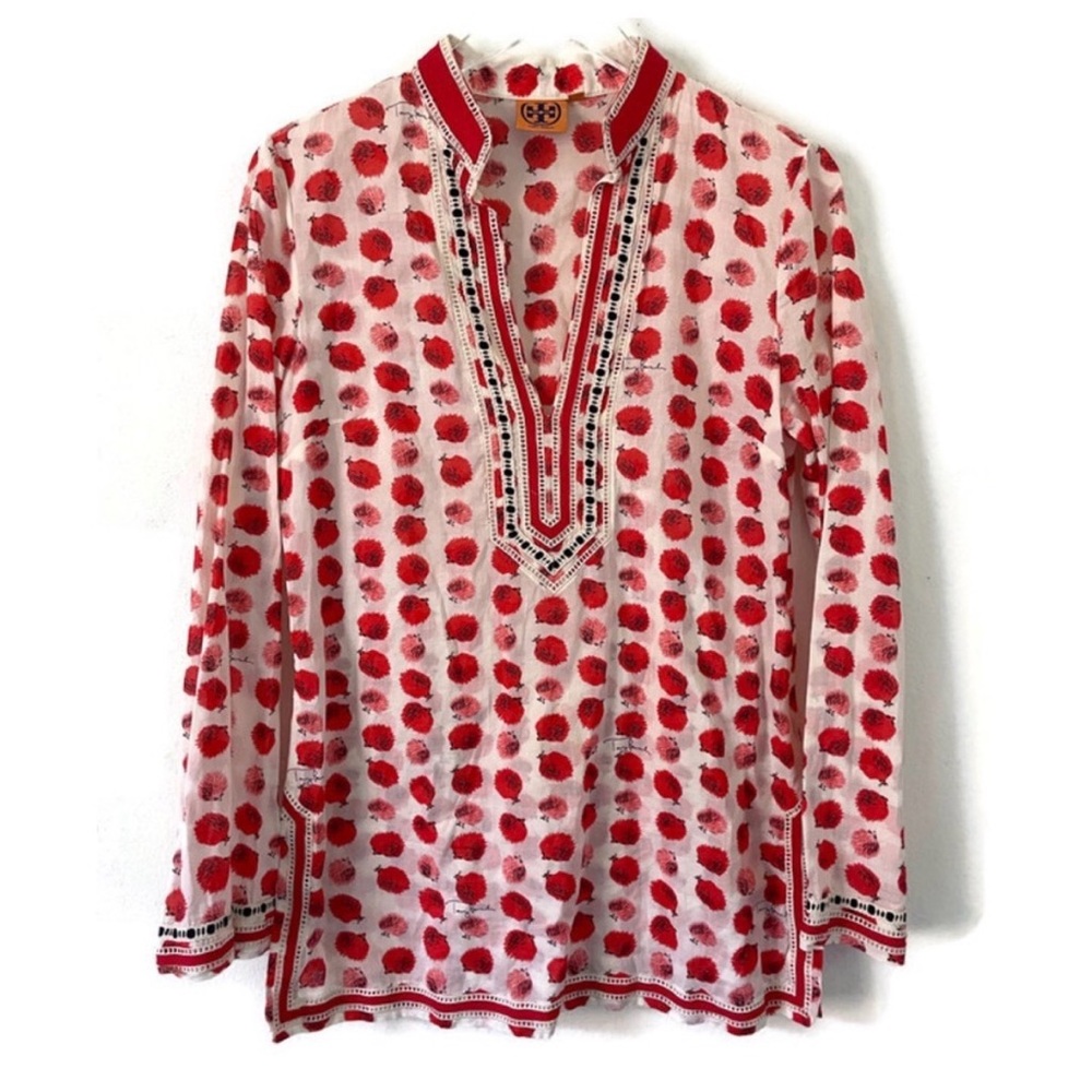 Tory Burch Red and White Tunic